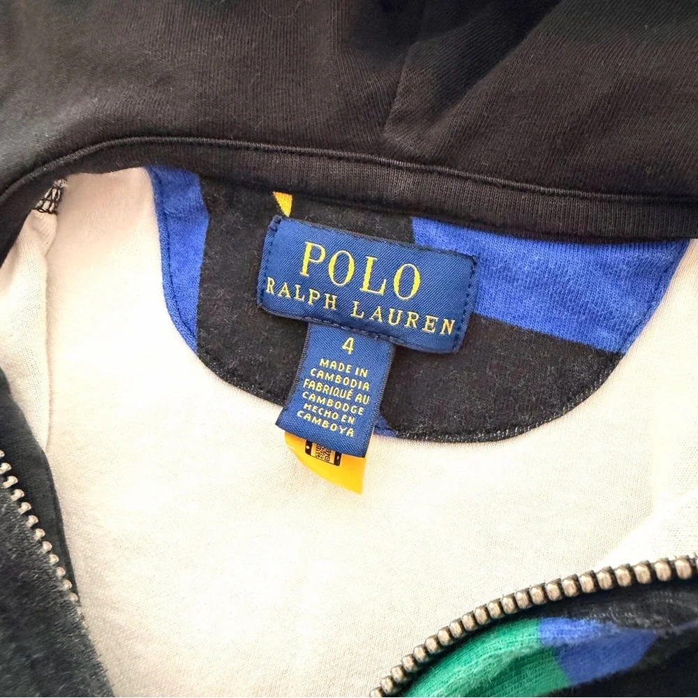Ralph‎ Lauren Toddler Abstract Double-Knit Full-Zip Hooded Sweatshirt 4T